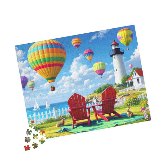 Coastal Balloons Jigsaw Puzzle Printify