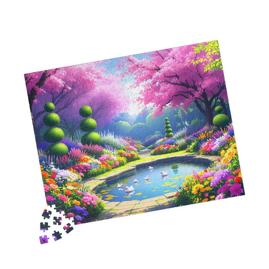 Blossoming Garden Serenity Jigsaw Puzzle Printify