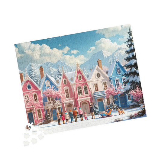 Winter Village Charm Jigsaw Puzzle Printify