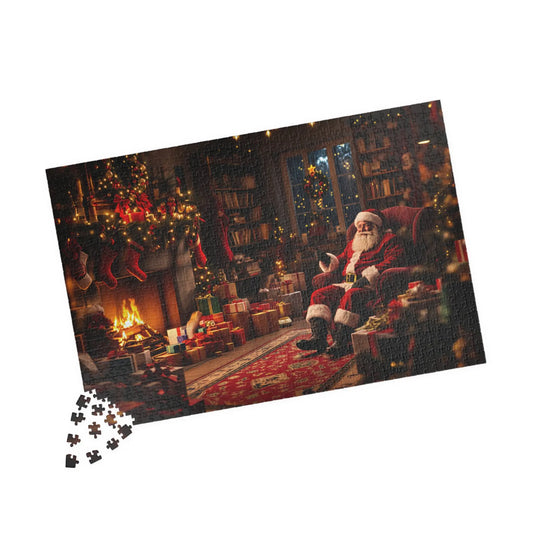 Santa’s Cozy Christmas Eve Jigsaw Puzzle Printify