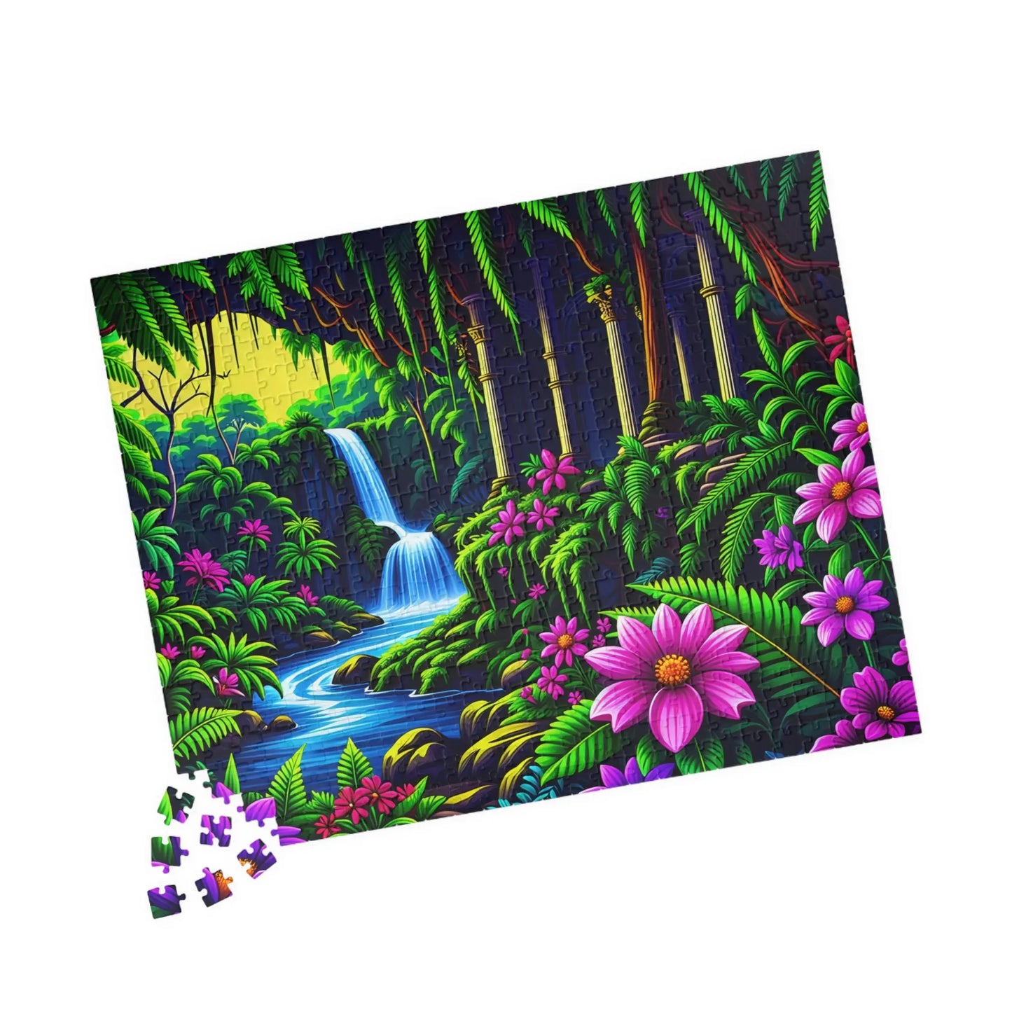 Majestic Amazon Waterfall Jigsaw Puzzle Printify