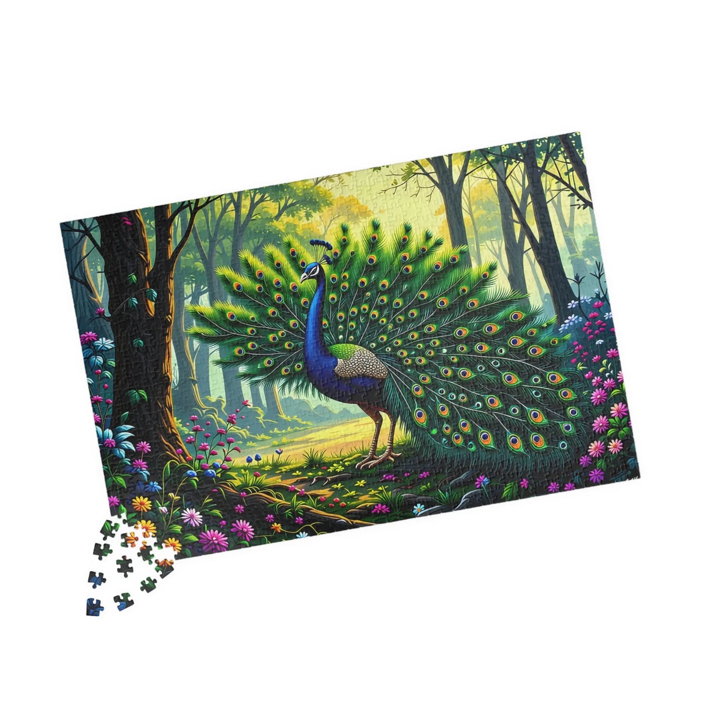 Majestic Peacock Jigsaw Puzzle Printify