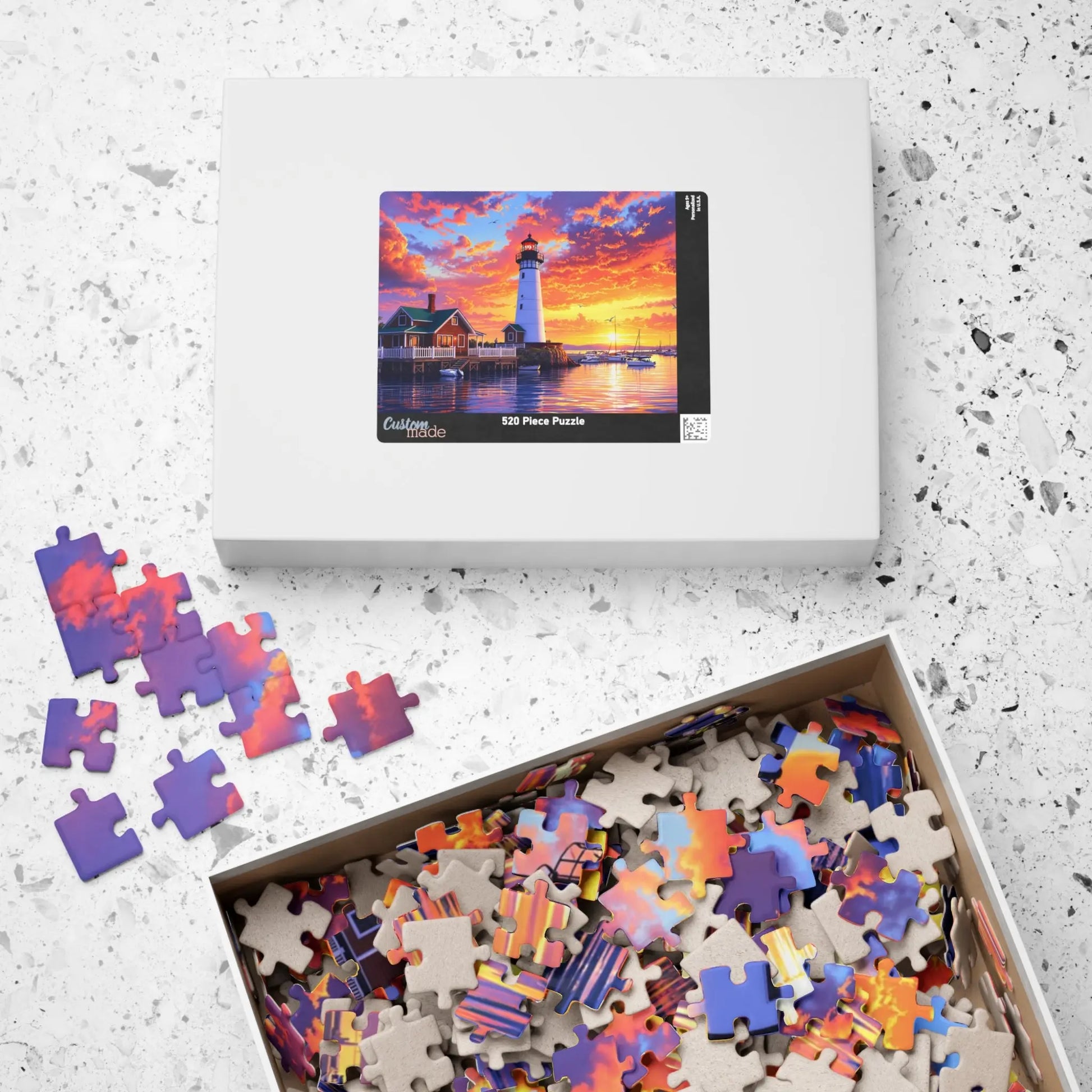 Coastal Lighthouse Sunset Jigsaw Puzzle Printify