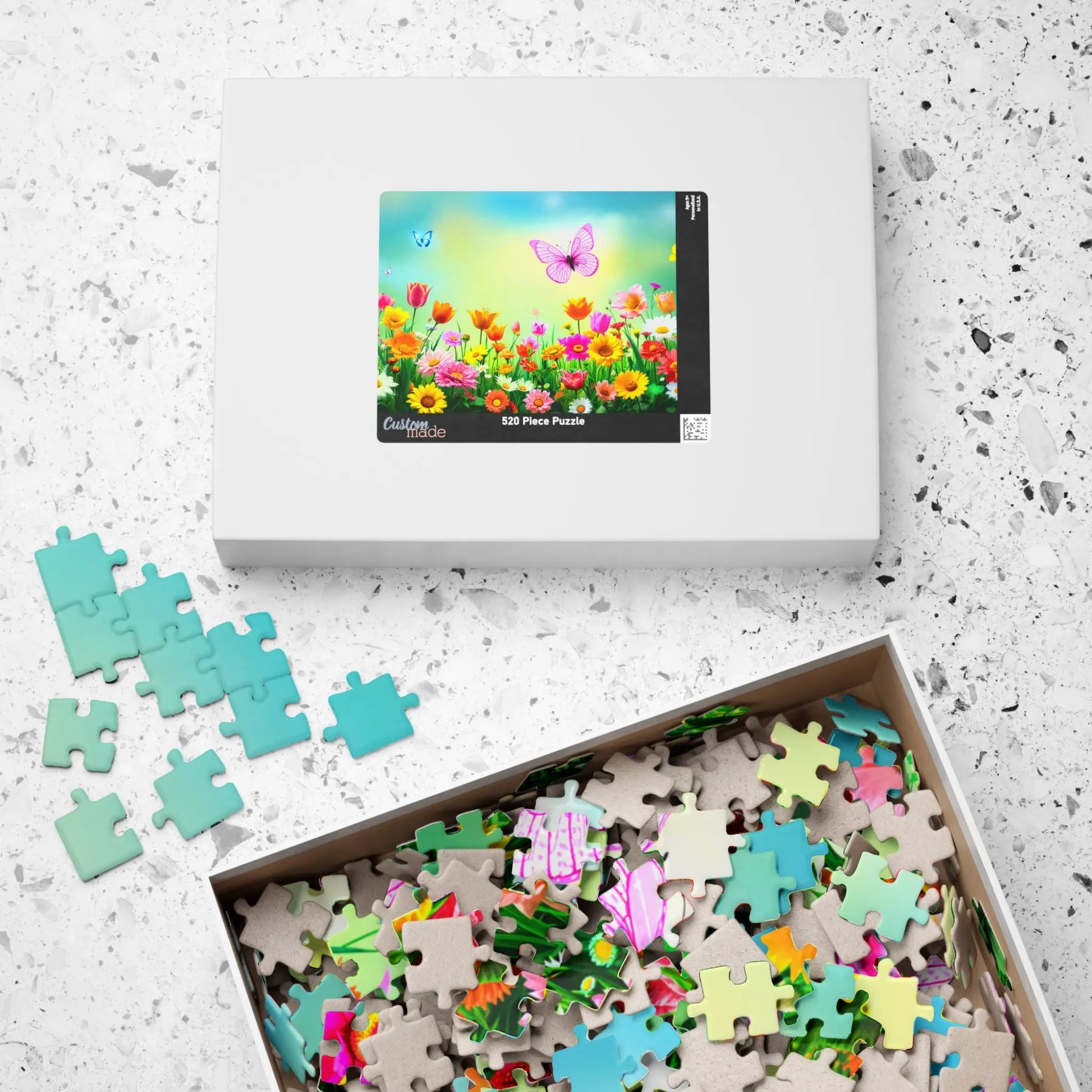Flowers and Butterflies Jigsaw Puzzle Printify