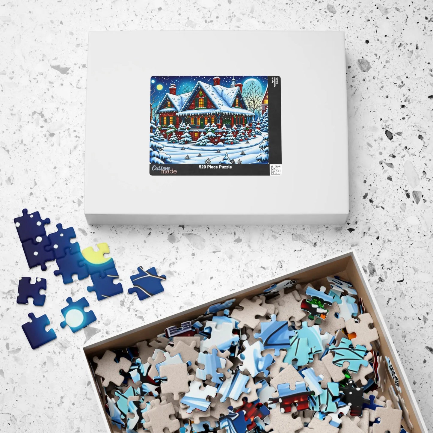 Cozy Christmas Cabin Jigsaw Puzzle Printify