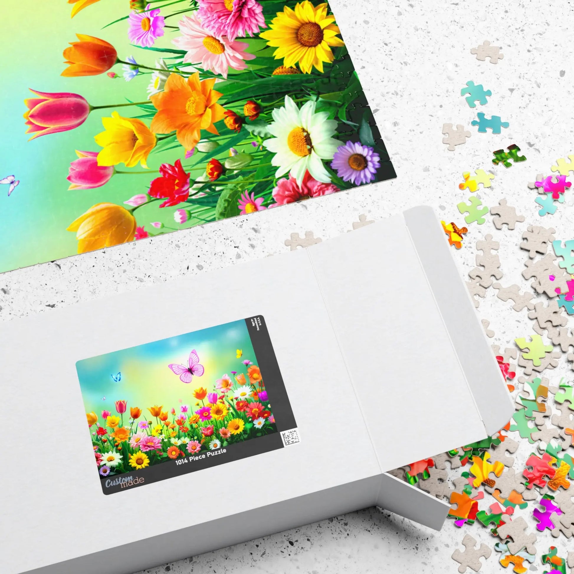 Flowers and Butterflies Jigsaw Puzzle Printify