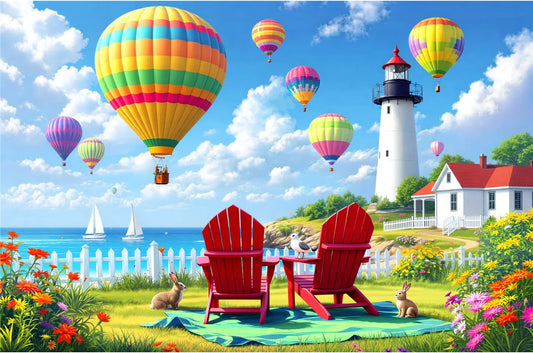 Coastal Balloons Jigsaw Puzzle Printify