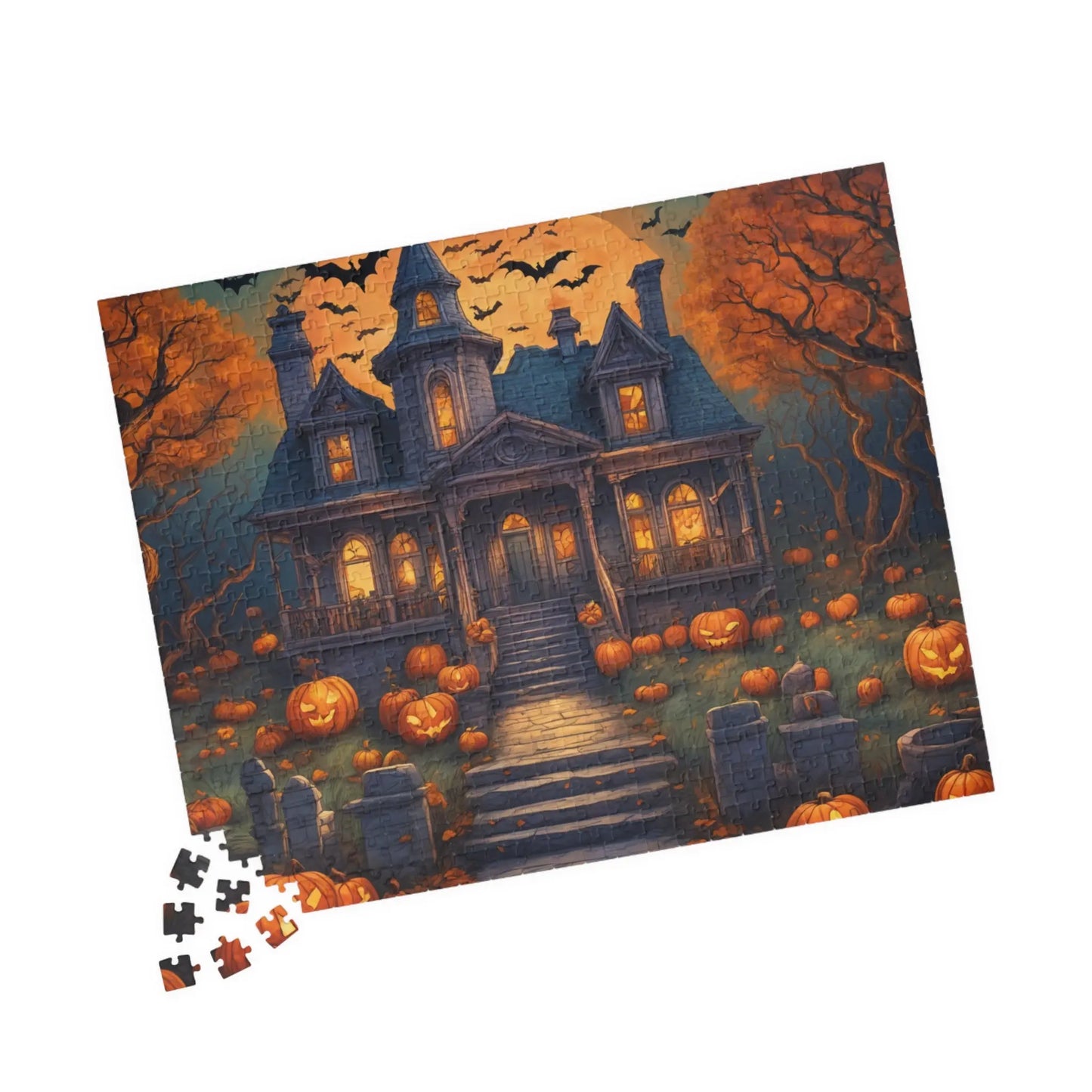 Spooky Halloween Mansion Jigsaw Puzzle Printify