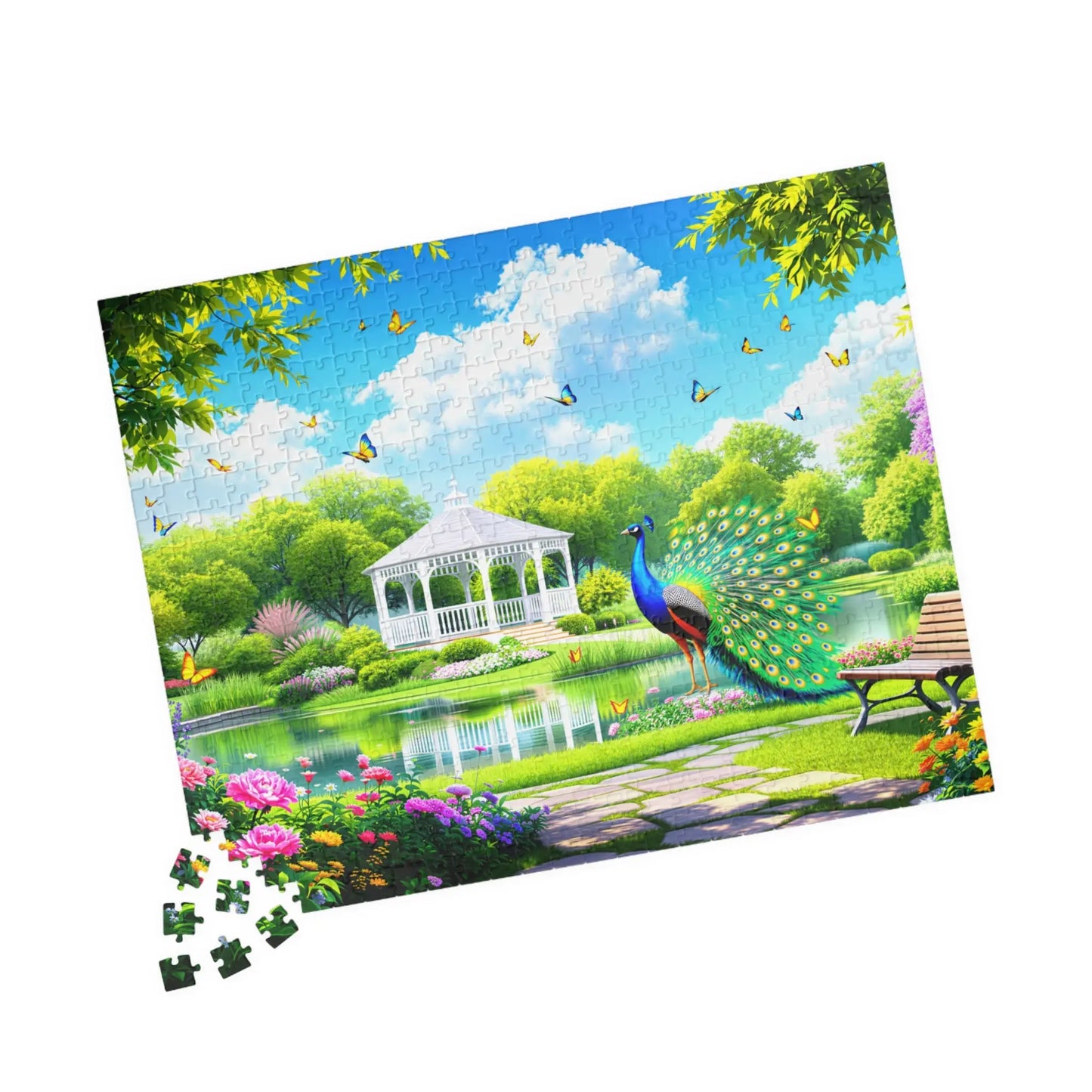 Peacock Garden Jigsaw Puzzle Printify