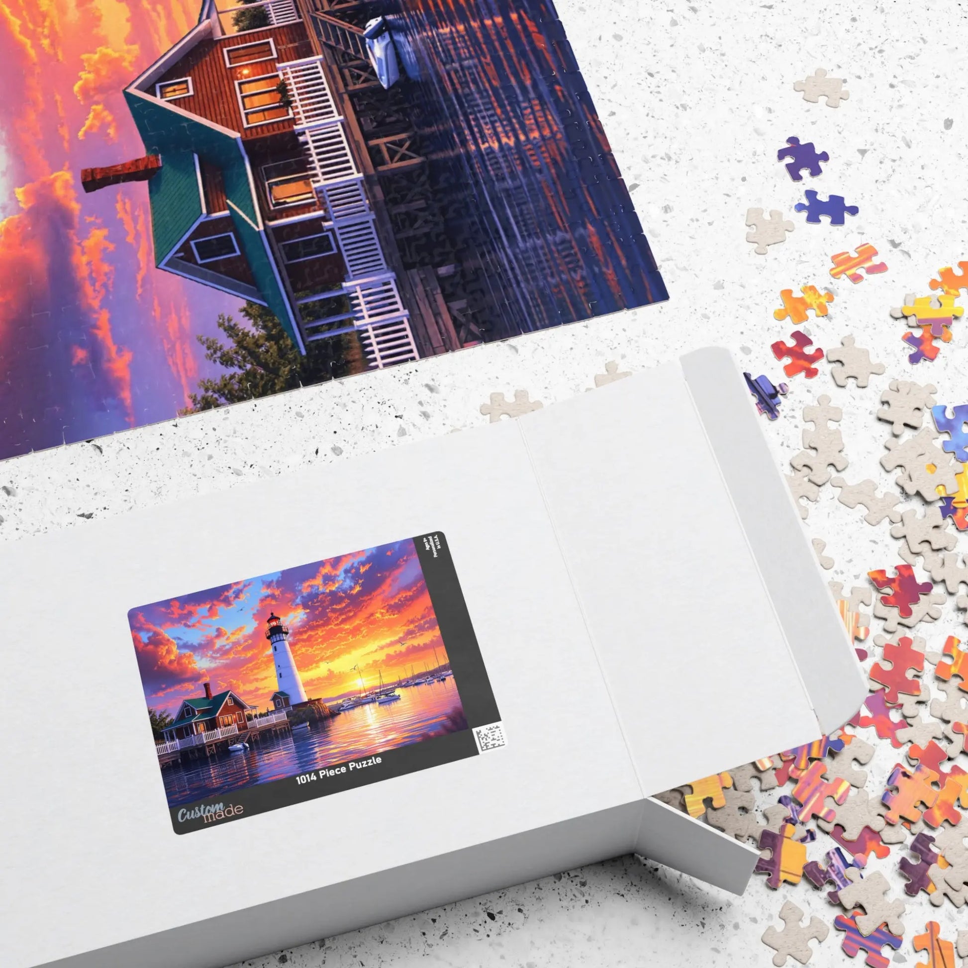 Coastal Lighthouse Sunset Jigsaw Puzzle Printify