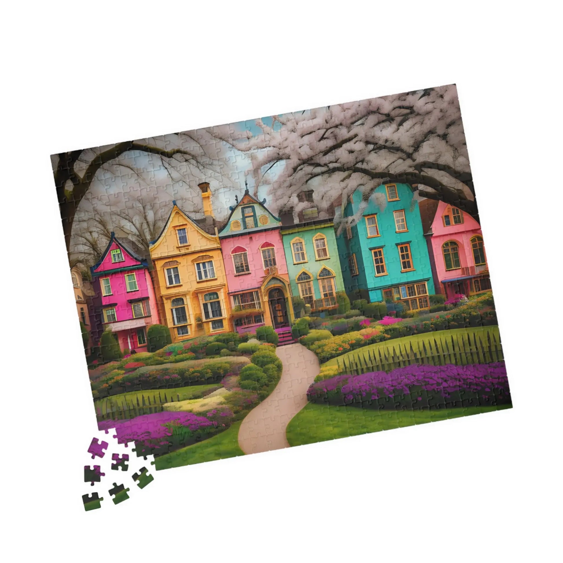 Vibrant Village Jigsaw Puzzle Printify