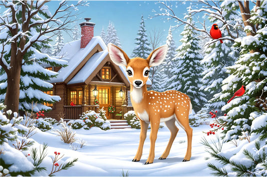 Winter Cabin Serenity Jigsaw Puzzle Printify