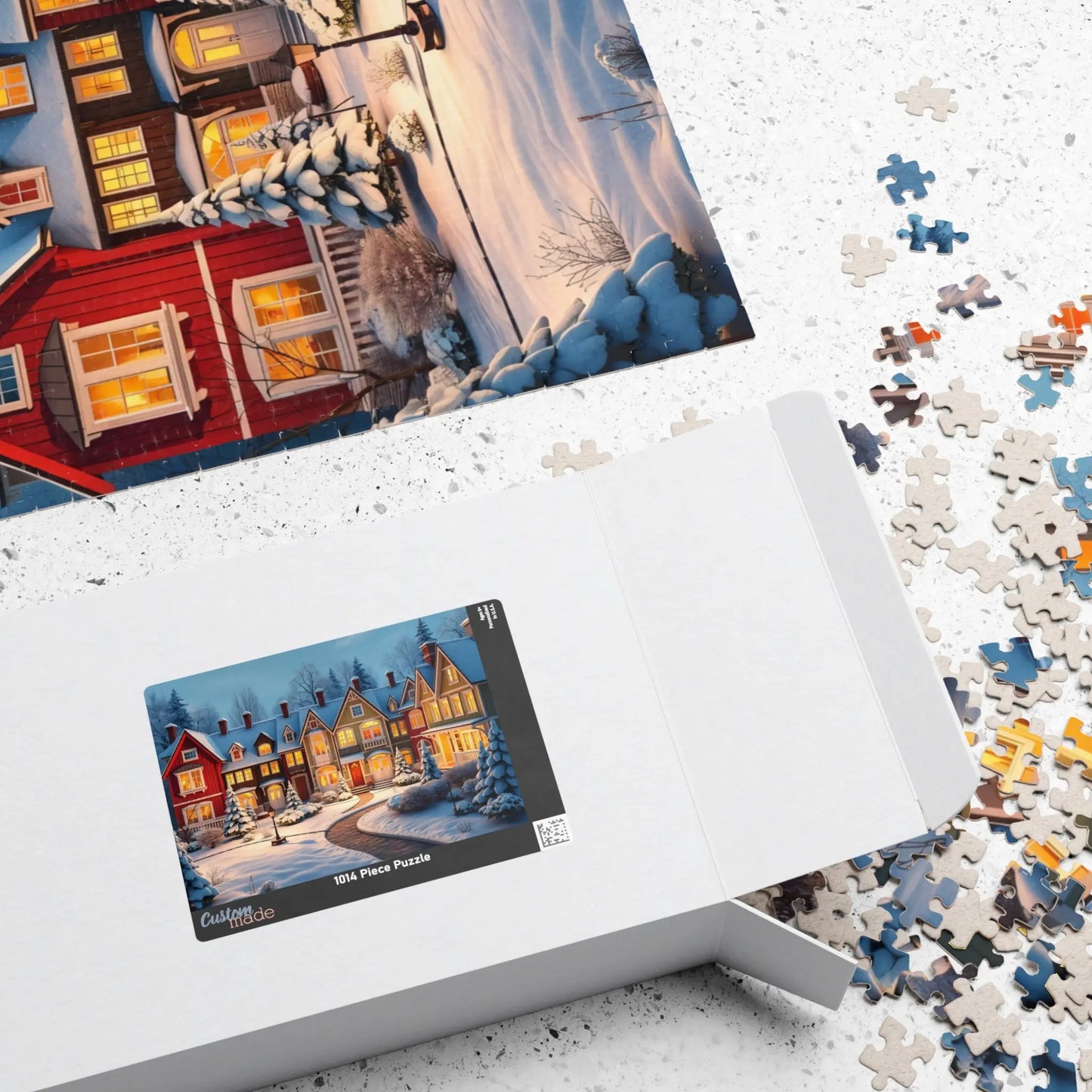 Cozy Winter Row Houses Jigsaw Puzzle Printify