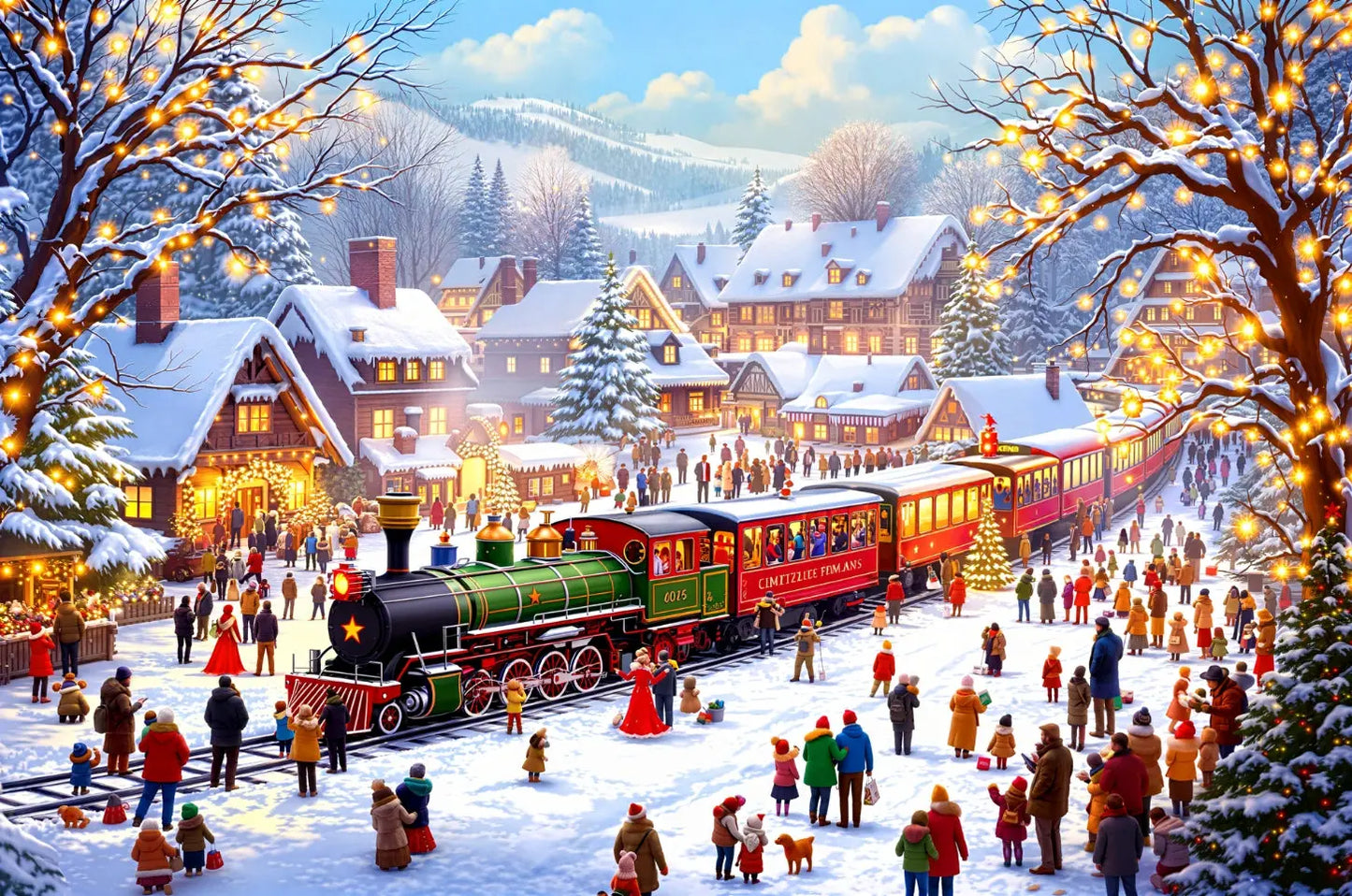 Winter Village Express Jigsaw Puzzle Printify