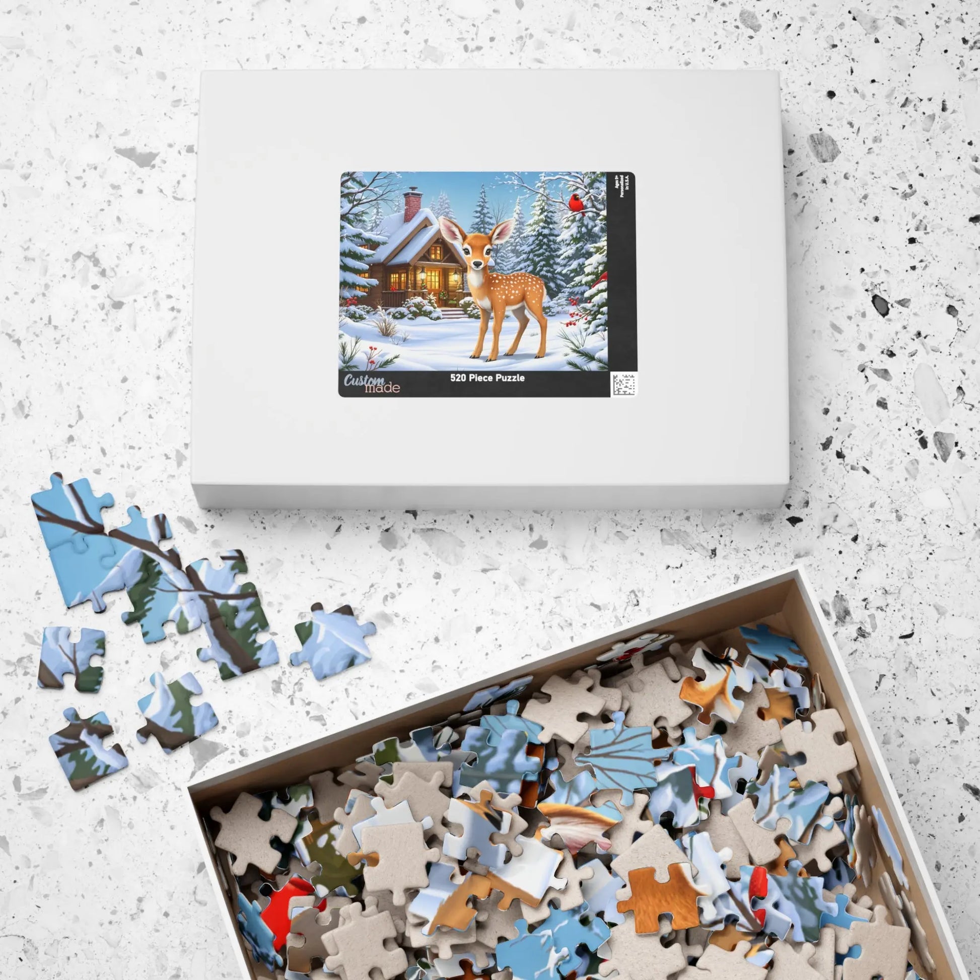 Winter Cabin Serenity Jigsaw Puzzle Printify