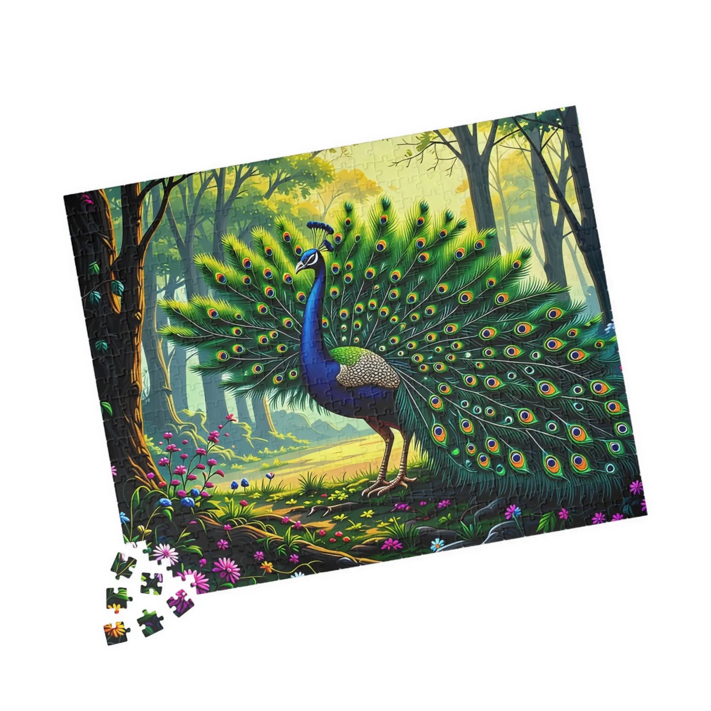 Majestic Peacock Jigsaw Puzzle Printify