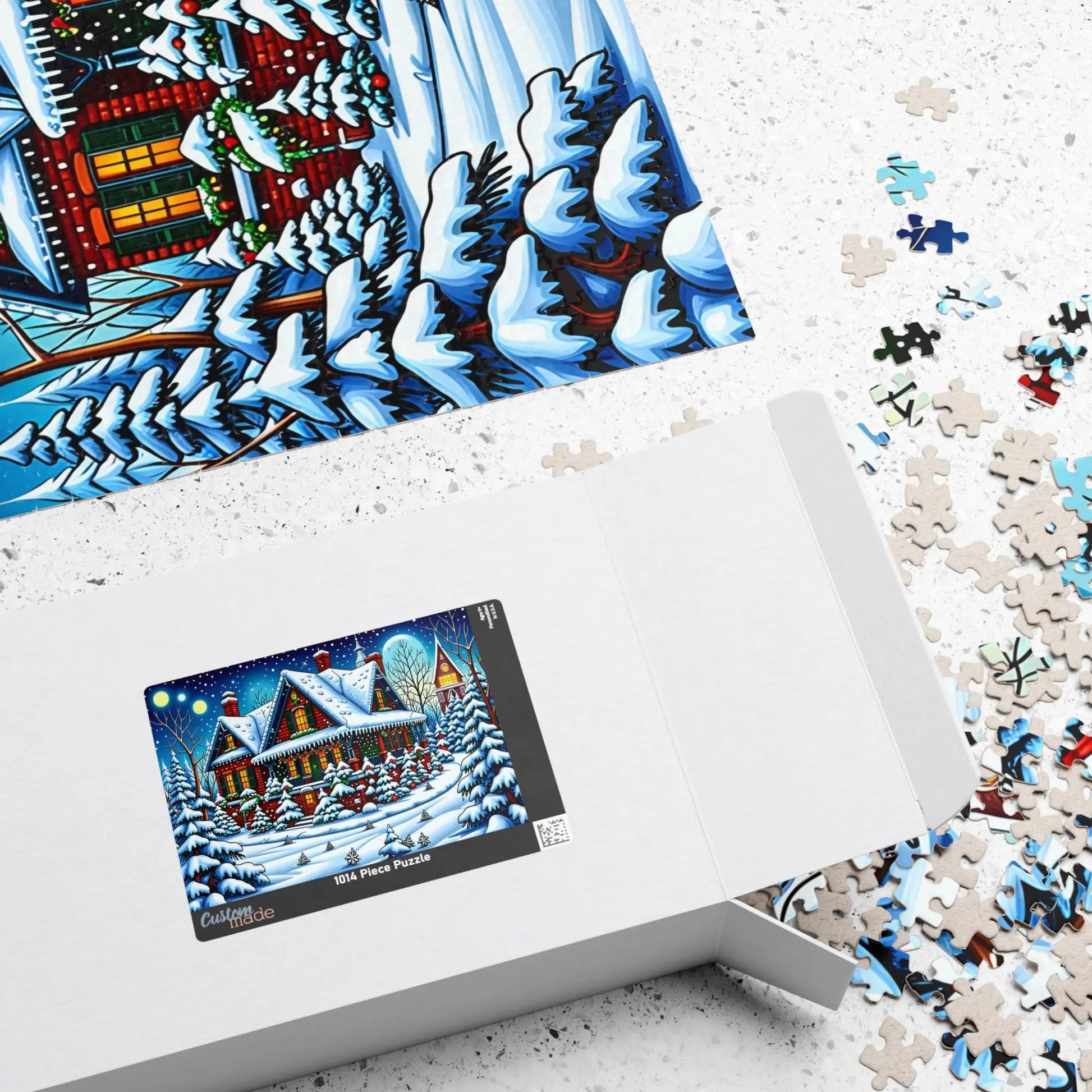 Cozy Christmas Cabin Jigsaw Puzzle Printify