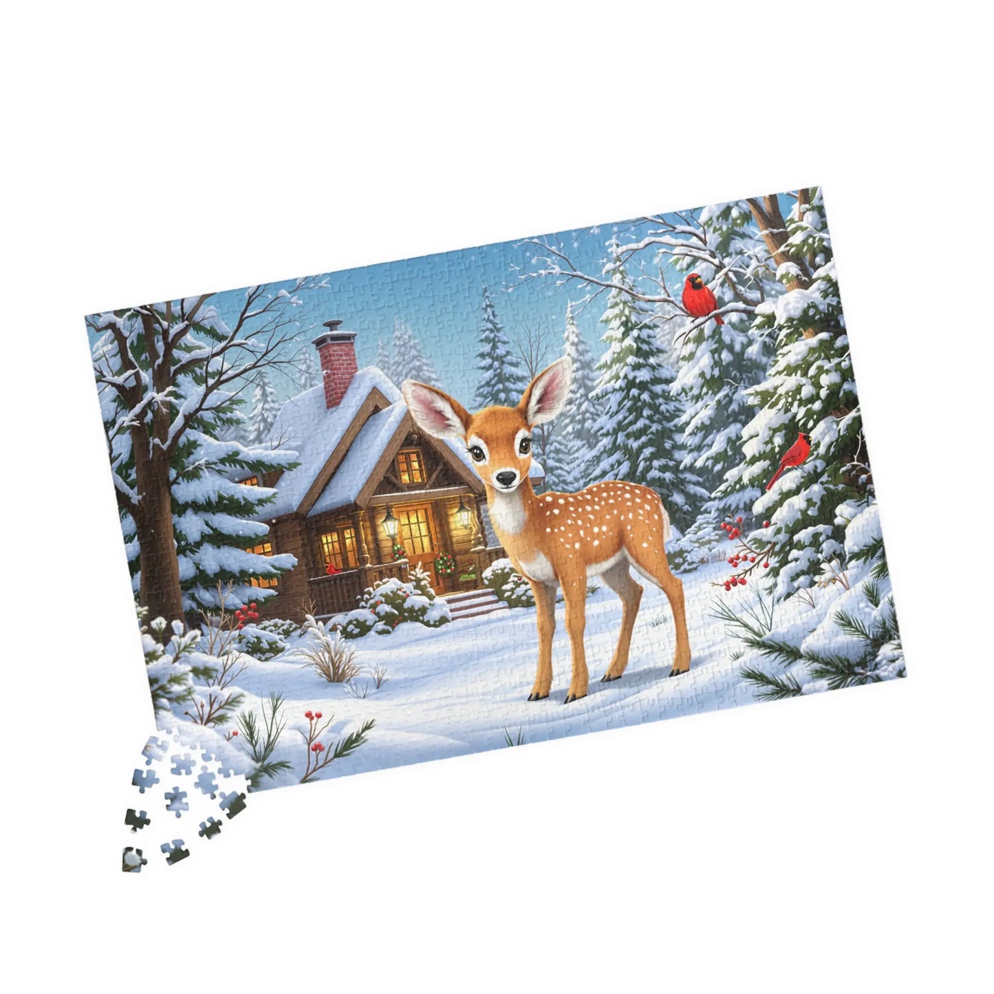 Winter Cabin Serenity Jigsaw Puzzle Printify