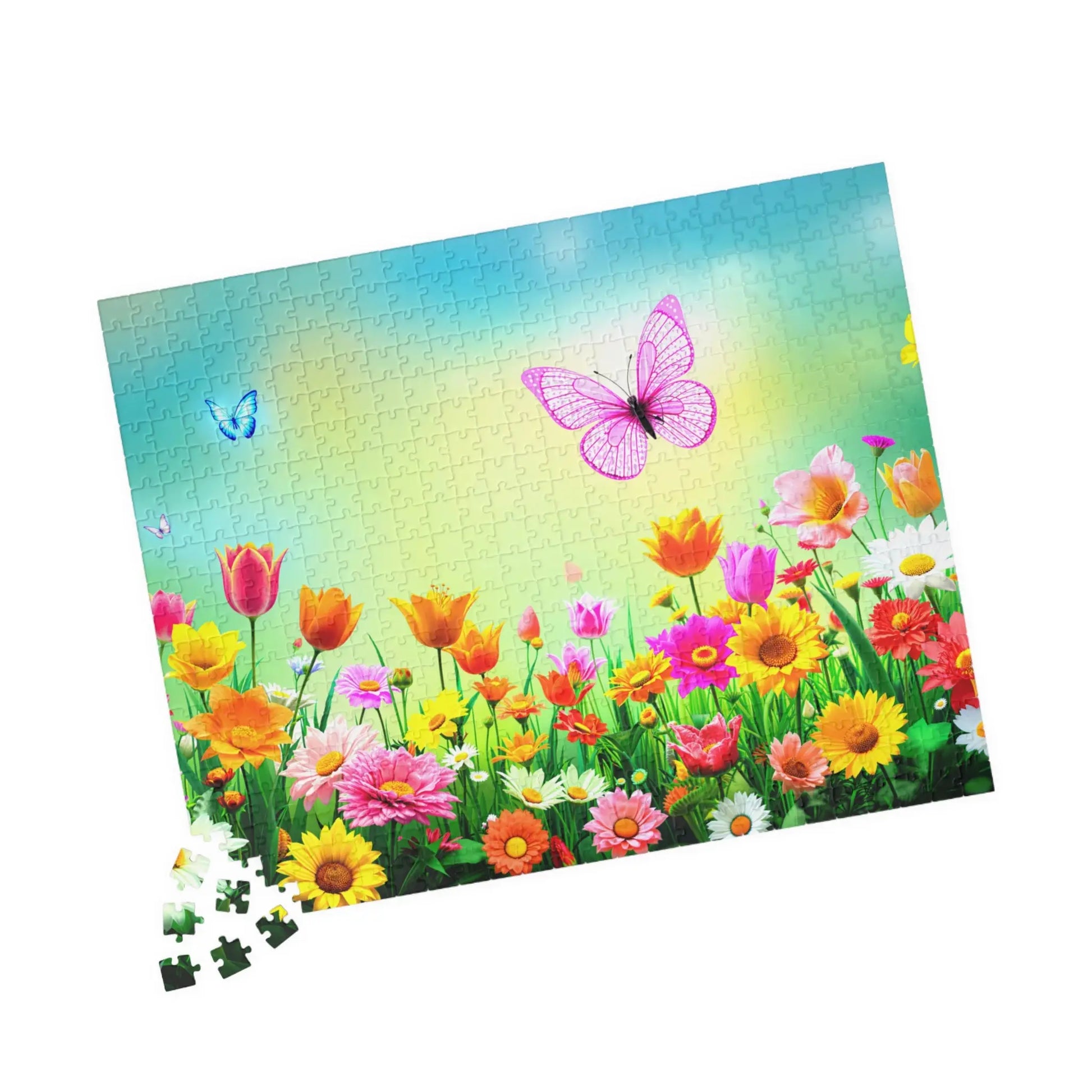 Flowers and Butterflies Jigsaw Puzzle Printify