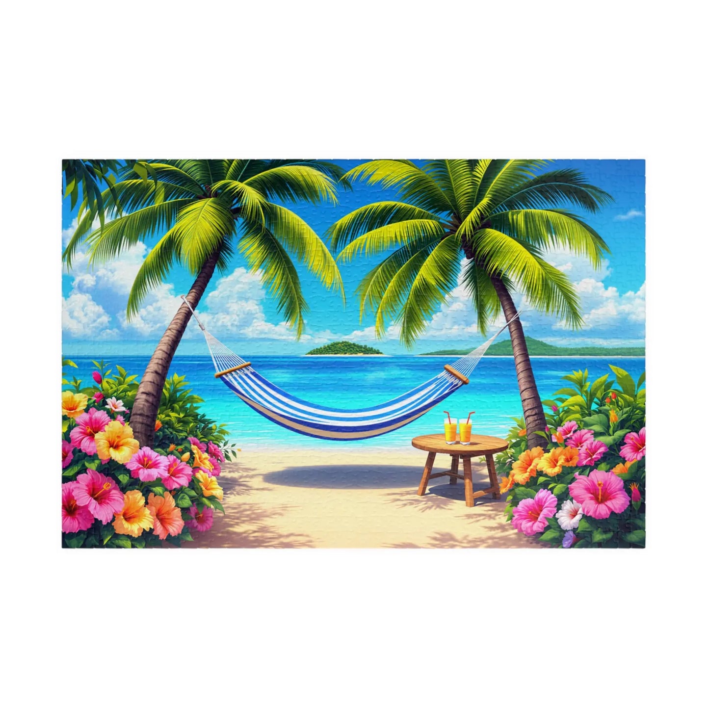 Island Escape Hammock Jigsaw Puzzle Printify