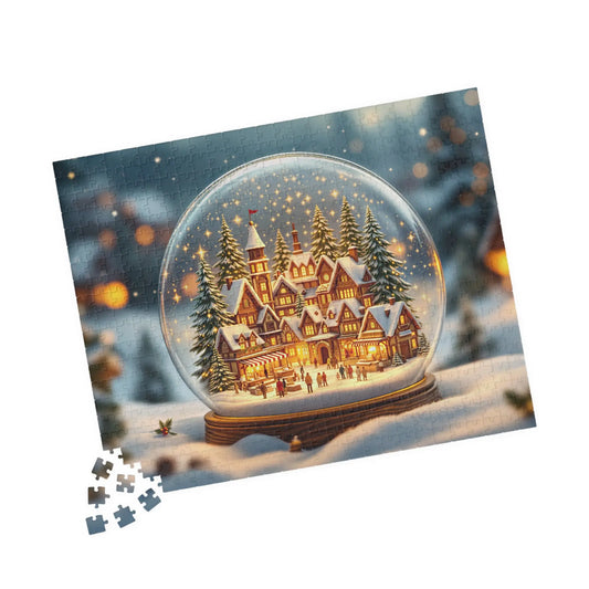 Winter Village Snow Globe Jigsaw Puzzle Printify