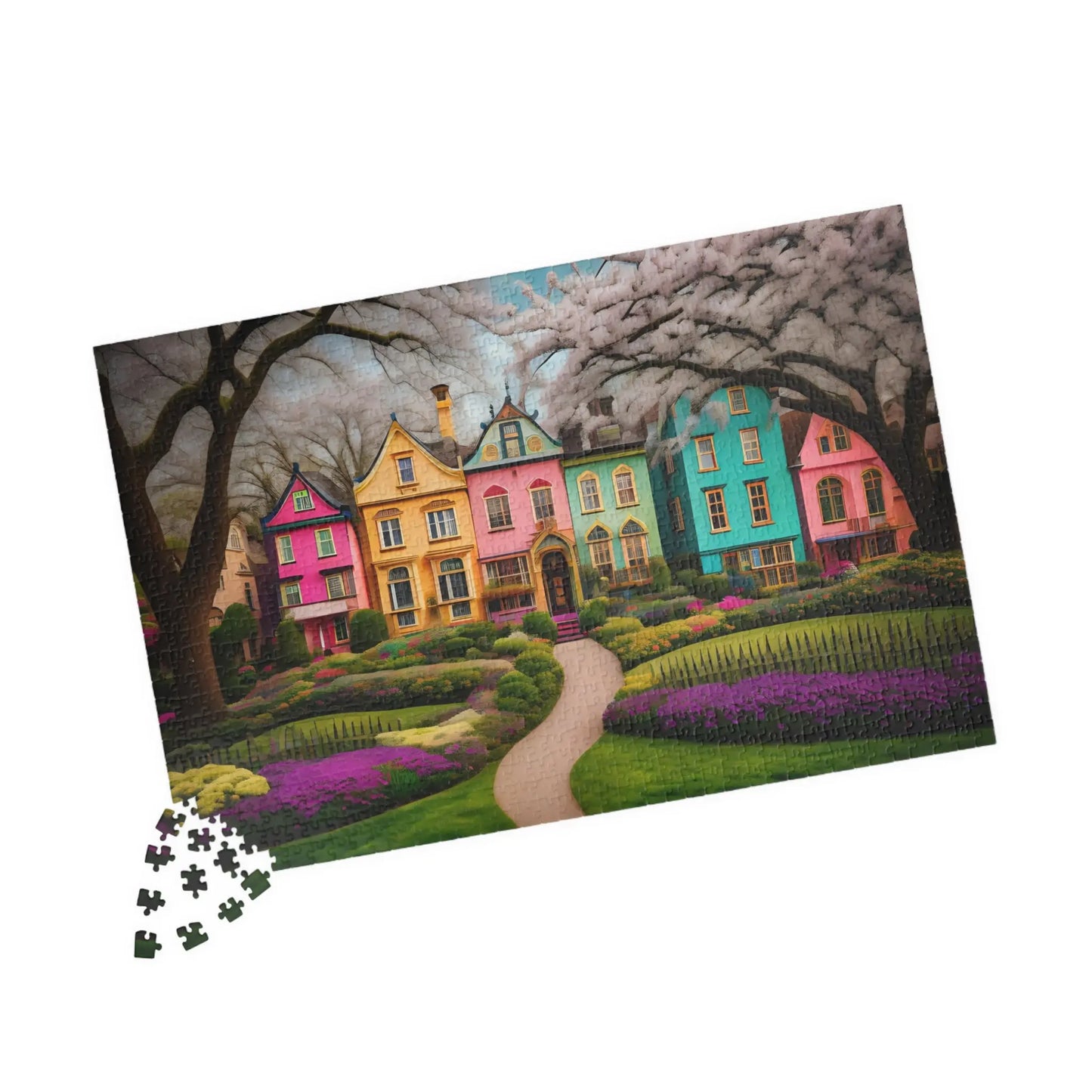 Vibrant Village Jigsaw Puzzle Printify