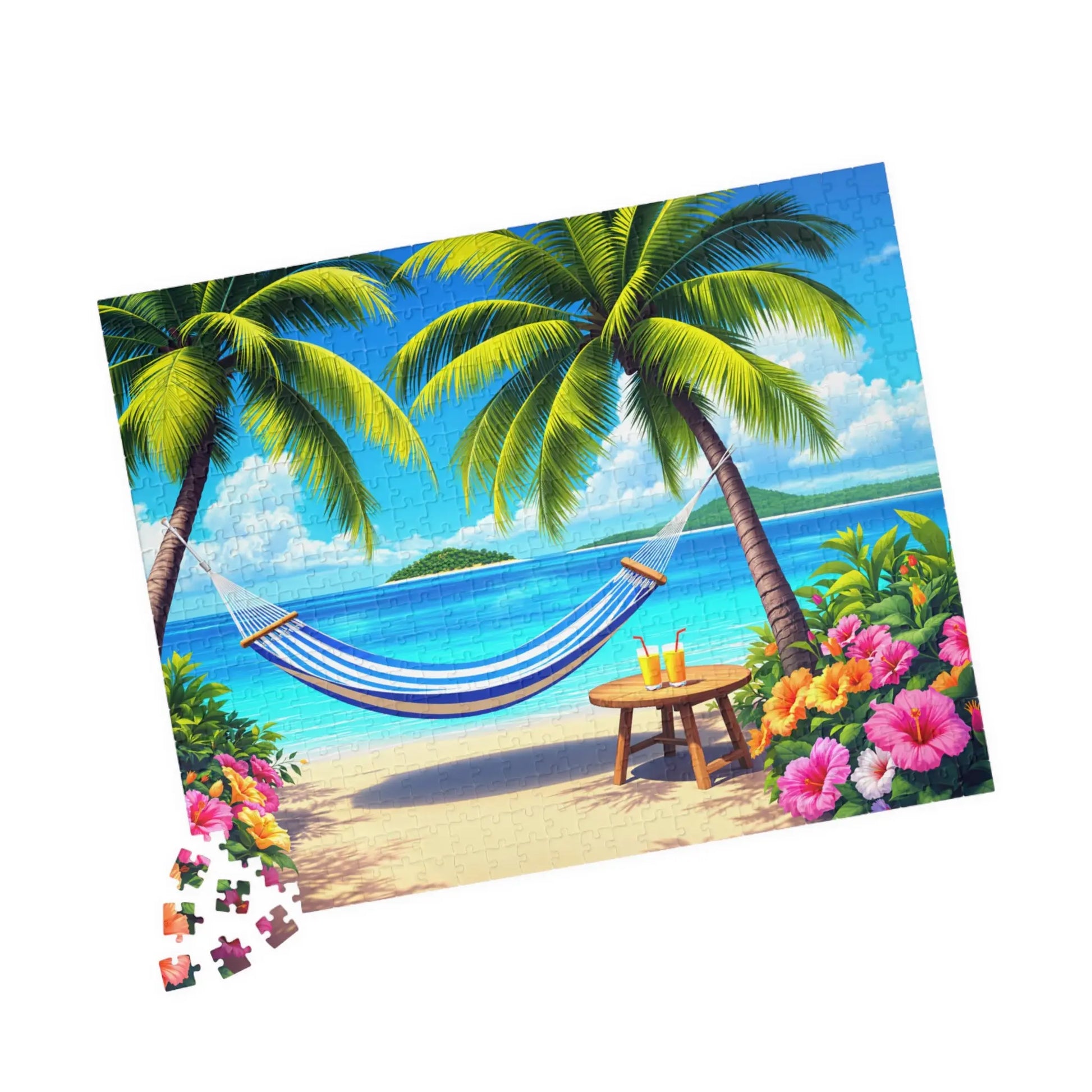 Island Escape Hammock Jigsaw Puzzle Printify