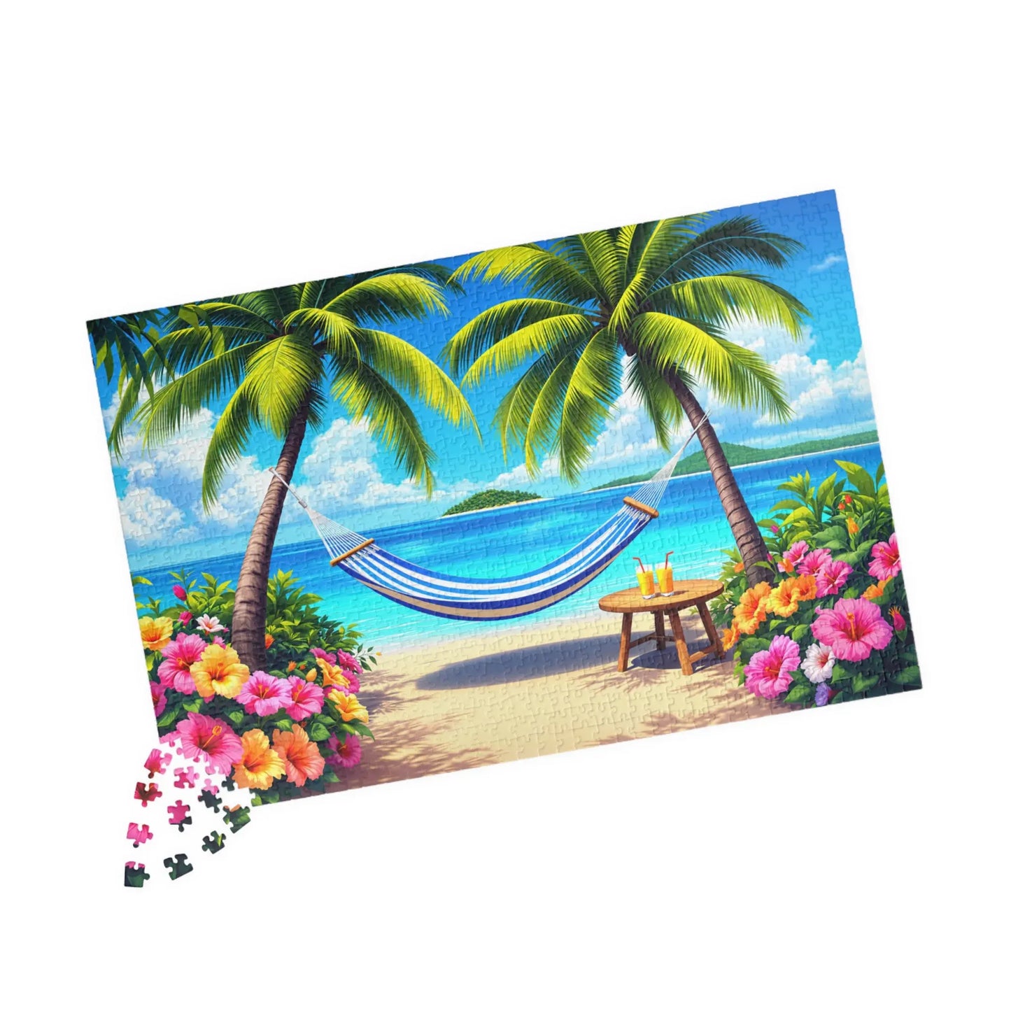 Island Escape Hammock Jigsaw Puzzle Printify