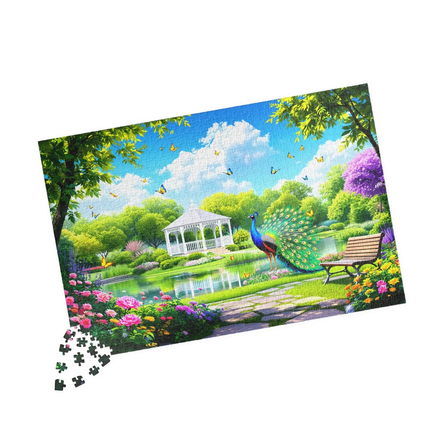 Peacock Garden Jigsaw Puzzle Printify