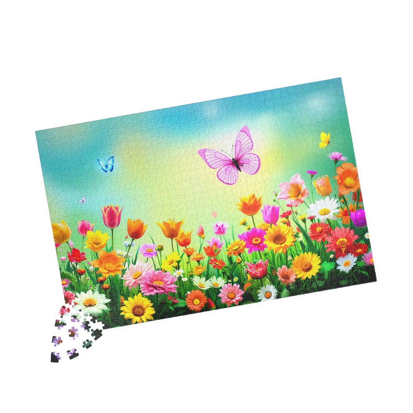 Flowers and Butterflies Jigsaw Puzzle Printify