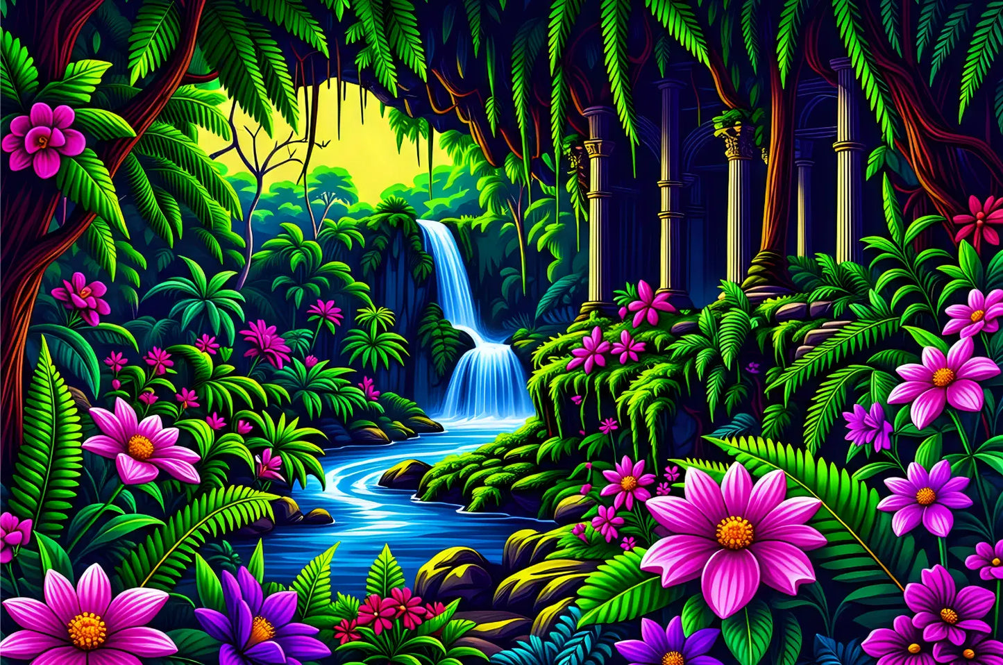 Majestic Amazon Waterfall Jigsaw Puzzle Printify