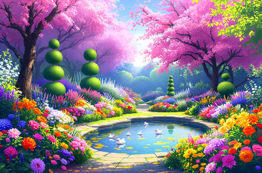 Blossoming Garden Serenity Jigsaw Puzzle Printify