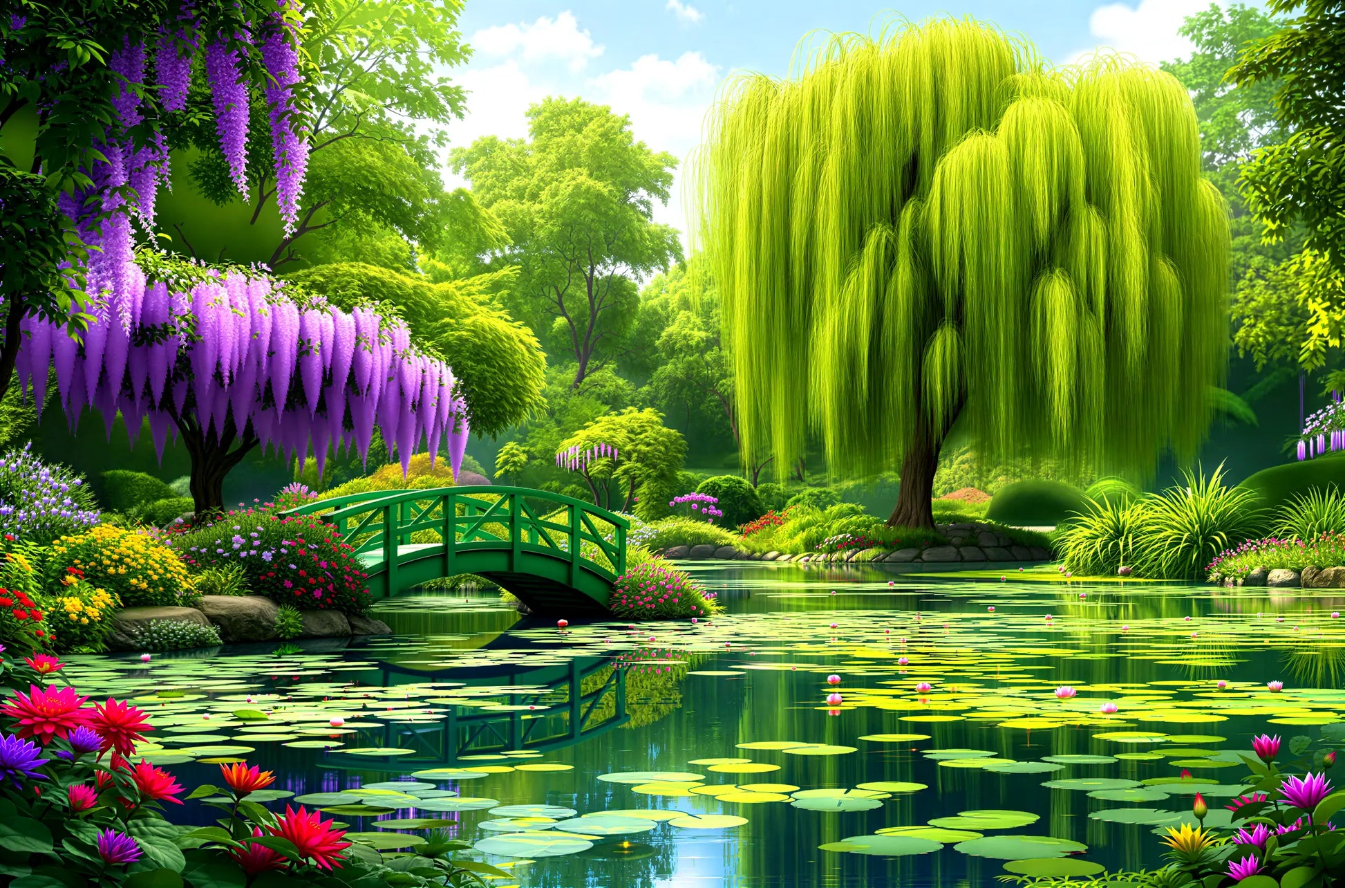 Tranquil Garden Retreat Jigsaw Puzzle Printify