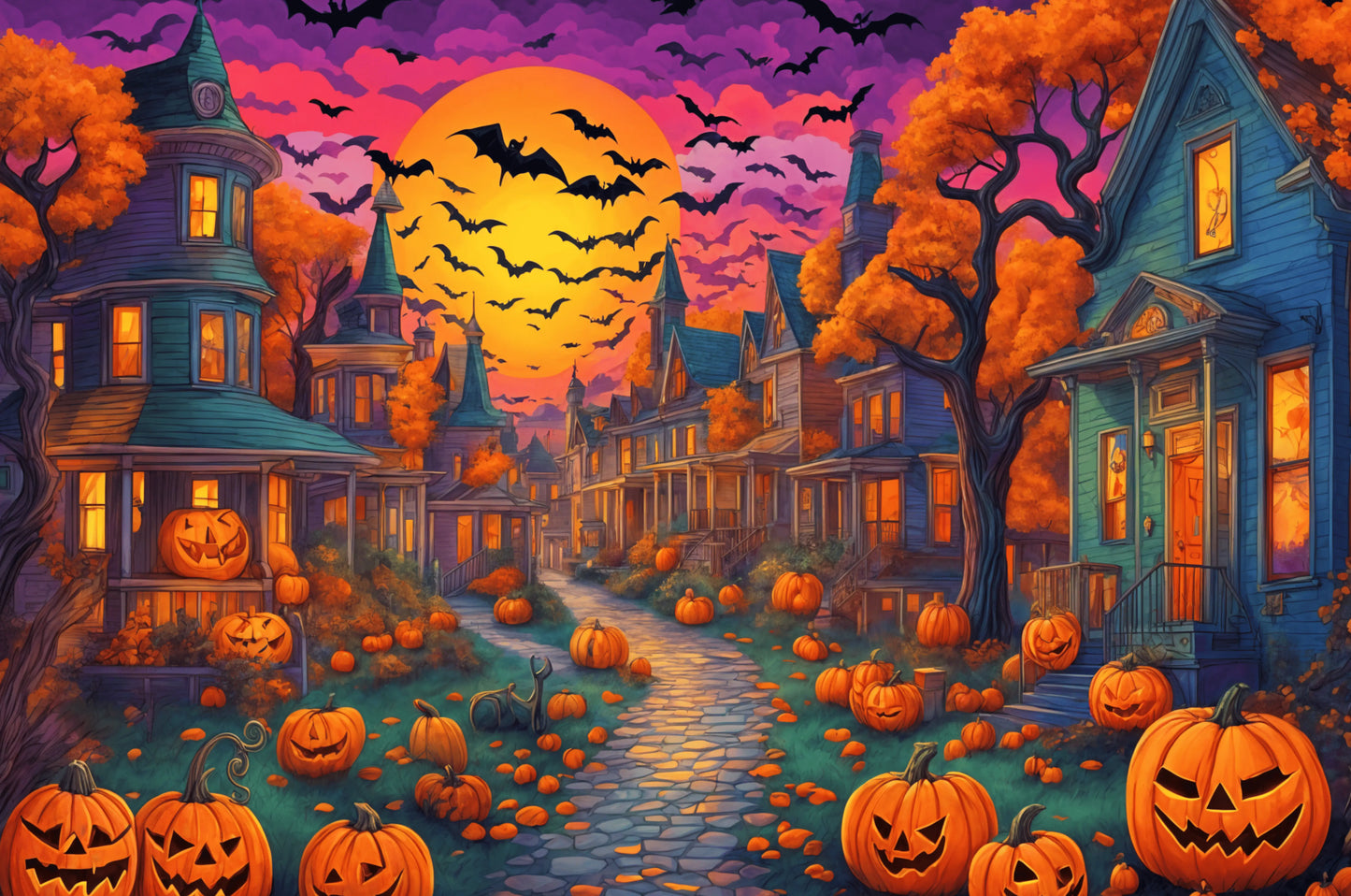 Spooky Streets Halloween Jigsaw Puzzle Printify