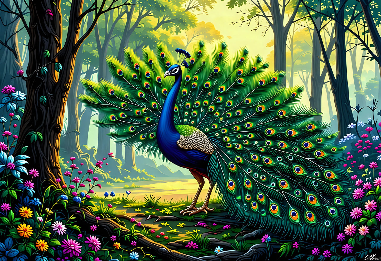 Majestic Peacock Jigsaw Puzzle Printify