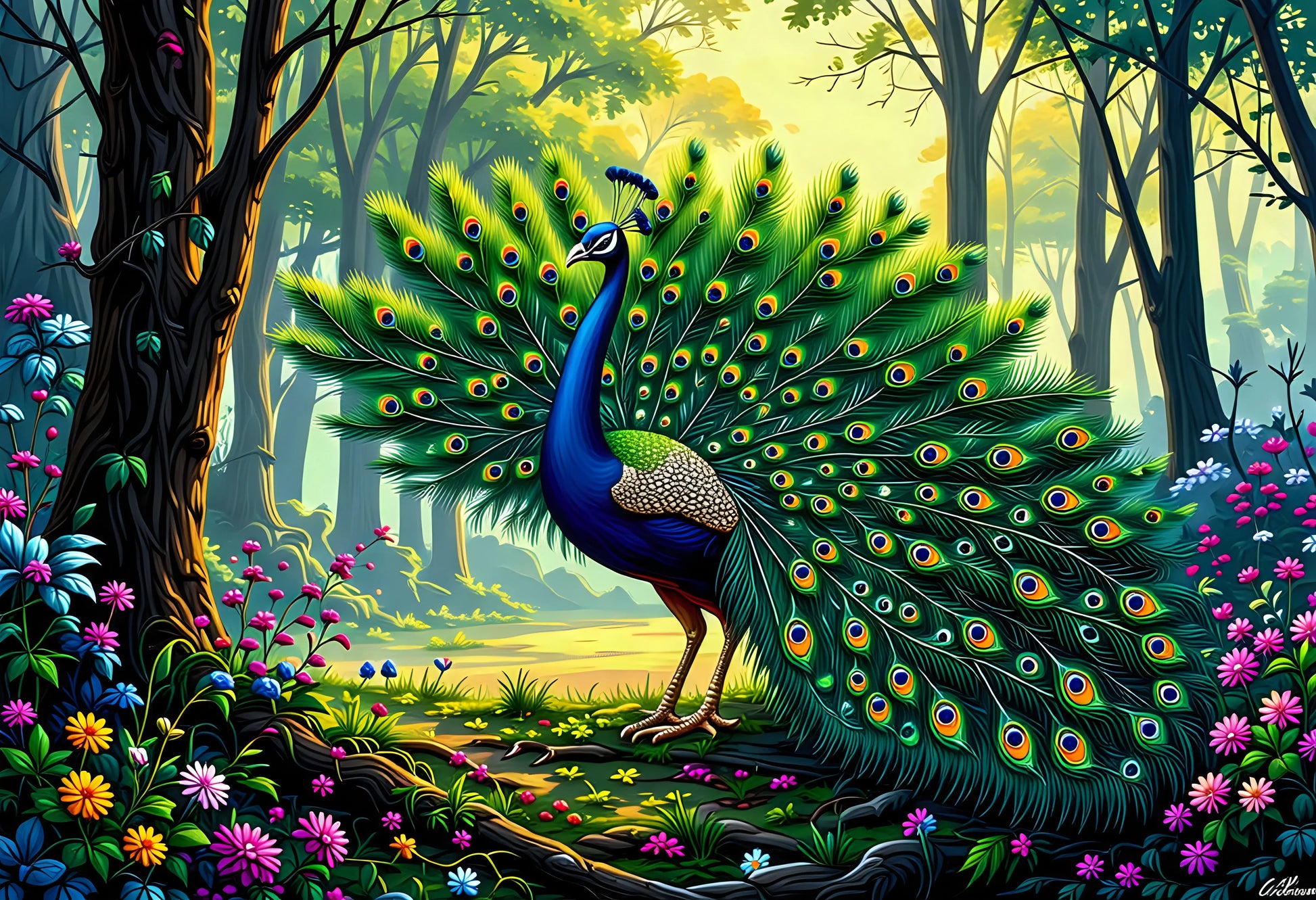 Majestic Peacock Jigsaw Puzzle Printify
